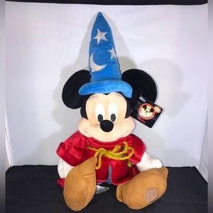 Large Fantasia Sorcerer Mickey Mouse Plush 22" Disney Store Exclusive Toy